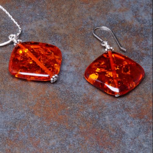 Handmade sterling silver Orange Amber jewellery collection